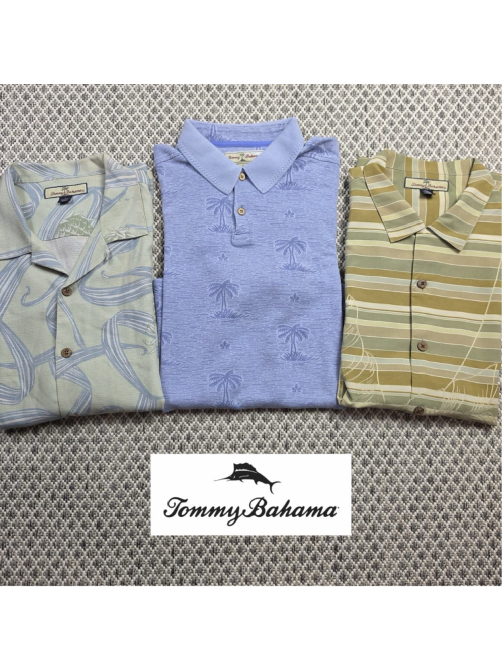 Tommy Bahama Men’s Large Shirts Lot of 3 Silk Camp Hawaiian Aloha Polo